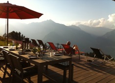 Sunny deck in Swiss Alpes, Perles des Alpes